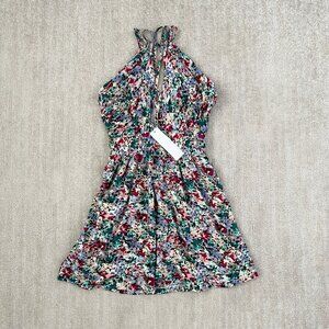 NWT BCBGeneration Floral Strappy Plunge Mini Dress With Pockets 0